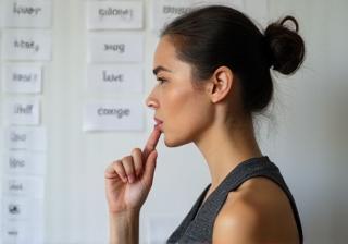Person practicing pronunciation
