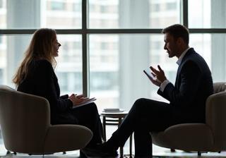 Two professionals in a coaching session