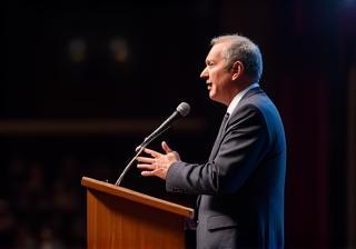 Person giving a public speech